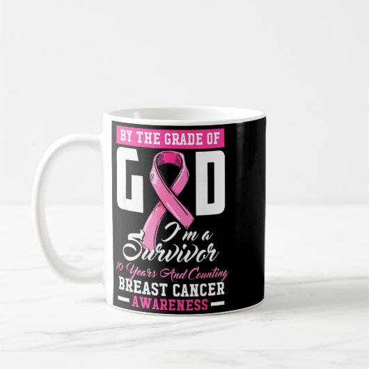By The Grace Of God Survivor 10 Year Breast Cancer Kaffeetasse (Links)