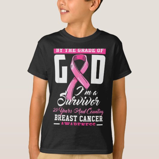 By The Grace Of God Survivor 29 Year Breast Cancer T-Shirt (Vorderseite)
