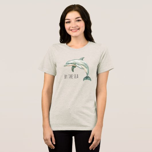By the sea dolphin Tri-Blend shirt (Vorderseite voll)