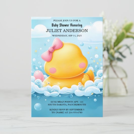 by Toy Pool Foam Bash Twin Rubber Duck Baby Duck D Einladung (Stehend Vorderseite)