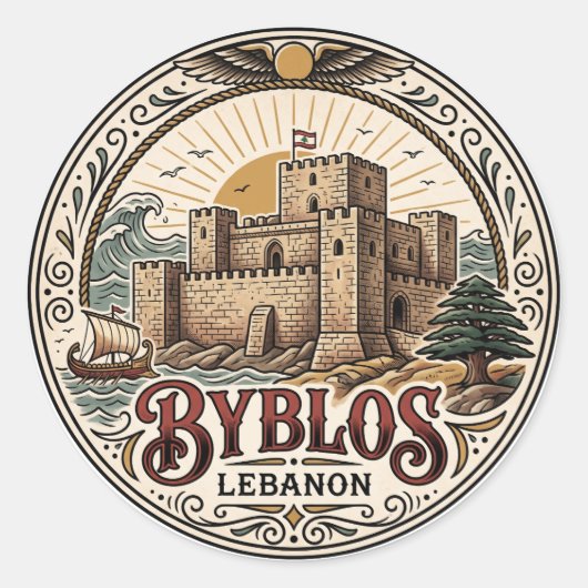 Byblos Burg Libanon Runder Aufkleber (Vorderseite)