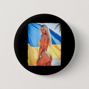 Byck Print T-Shirt - Y Blondes Bikini-Mädchen und  Button