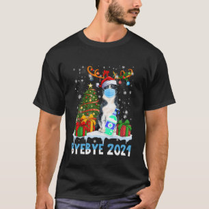 Bye Bye 2021 Border Collie Wear Maske Weihnachtsfe T-Shirt