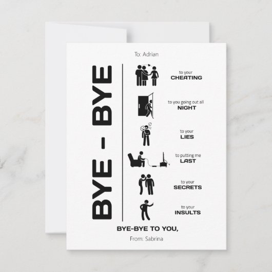 Bye Bye Breakup Card Ankündigung (Vorderseite)