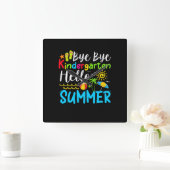 Bye Bye Kindergarten Hello Summer Quadratische Wanduhr (Zuhause)