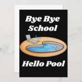 Bye Bye School Hallo Pool Danke Karte (Vorne/Hinten)