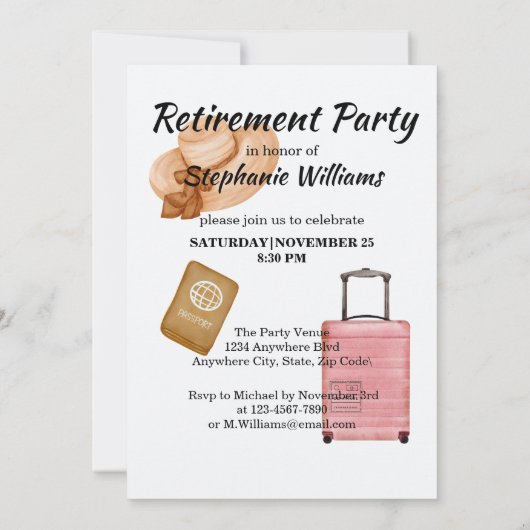 Bye Bye Tension Hello Pension Rentirement Travel Einladung (Rückseite)