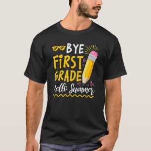 Bye ersten Grade Hallo Sommer Glück letzten Tag de T-Shirt