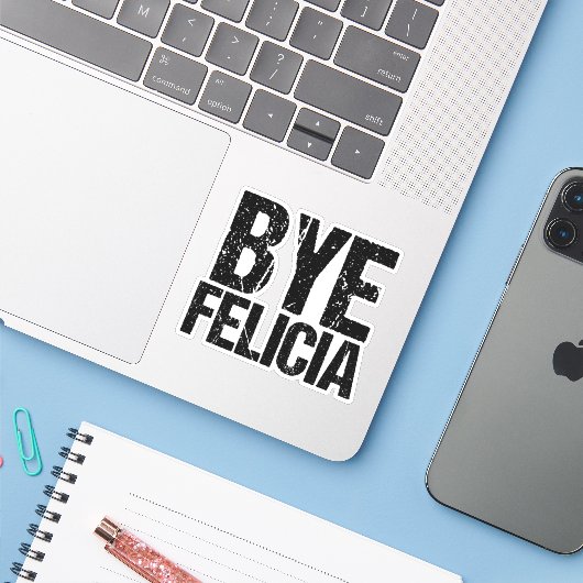 Bye Felicia Funny Meme Aufkleber (Laptop mit iPhone)
