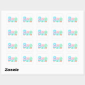 Bye Glossy Pastel Ocean Text Quadratischer Aufkleber (Blatt)