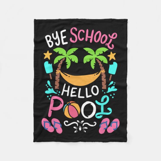 Bye School Beach T Ball T-Shirt Hammock Fleecedecke (Vorderseite)