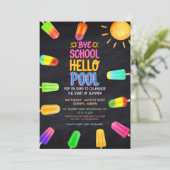 Bye school hello pool Party Einladung (Stehend Vorderseite)