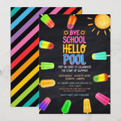 Bye school hello pool Party Einladung (Vorne/Hinten)