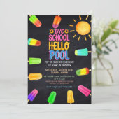 Bye school hello pool Party Einladung (Stehend Vorderseite)