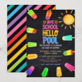 Bye school hello pool Party Einladung (Vorne/Hinten)