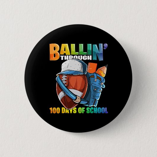 Byllin' bis 100 Tage Schulfußball Kinderga Button (Vorderseite)