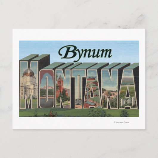 Bynum, MontanaGroße BuchstabenszenenBynum, MT Postkarte (Vorderseite)