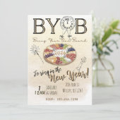 BYOB Charcuterie Board New Years Eve Party Invite Einladung (Stehend Vorderseite)