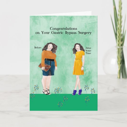 Bypass-Operation des Magens vor und nach Diät Karte (Vorderseite)