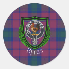 Byres schottischer Clan-Tartan und -Wappen Runder Aufkleber
