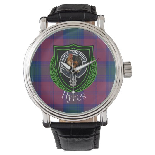Byres Scottish Clan Tartan & Crest Armbanduhr (Vorderseite)
