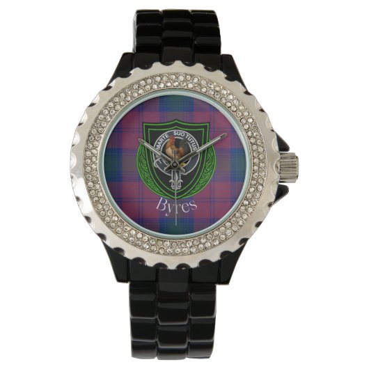 Byres Scottish Clan Tartan & Crest Armbanduhr (Vorderseite)