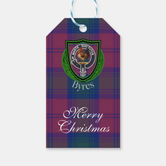 Byres Scottish Clan Tartan & Crest Geschenkanhänger (Vorderseite)