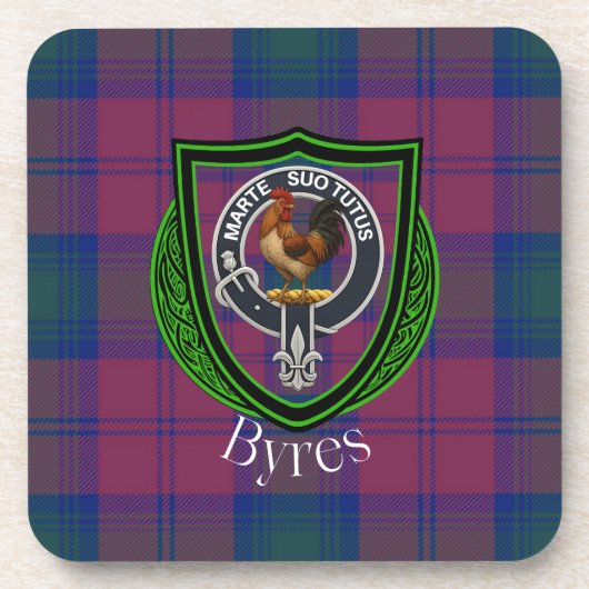 Byres Scottish Clan Tartan & Crest Getränkeuntersetzer (Vorderseite)