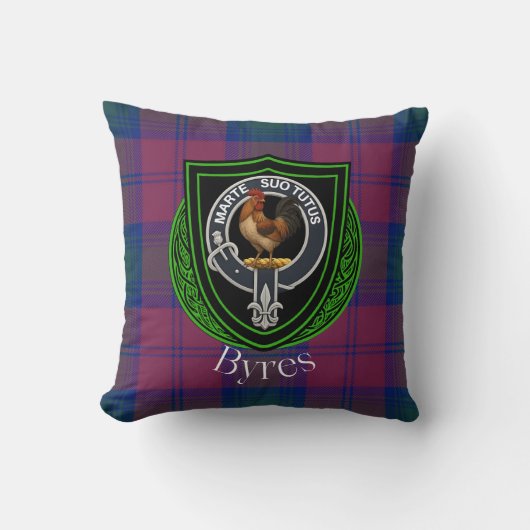 Byres Scottish Clan Tartan & Crest Kissen (Vorderseite)