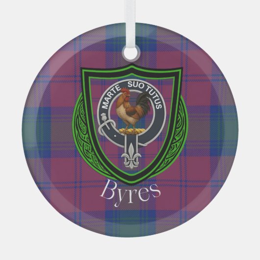 Byres Scottish Clan Tartan & Crest Ornament Aus Glas (Vorderseite)