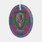 Byres Scottish Clan Tartan & Crest Ornament Aus Glas (Vorderseite links)