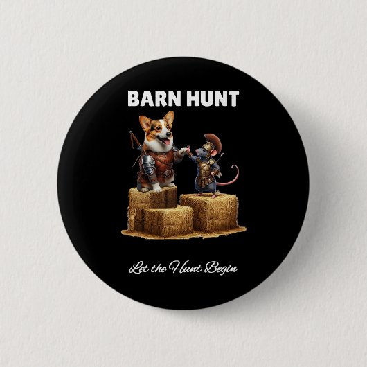 Byrn Hunt Lover - Niedlicher Warriorrat und Corgi Button (Vorderseite)