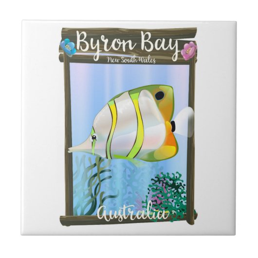 Byron Bay Australia Reiseplakat. Fliese (Vorderseite)