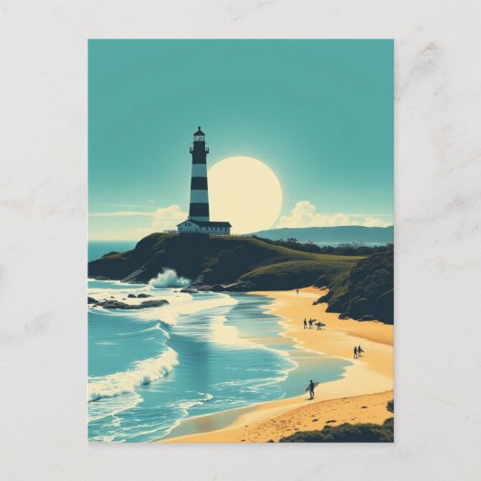 Byron Bay Australia Vintag Beach Lighthouse Postkarte (Vorderseite)
