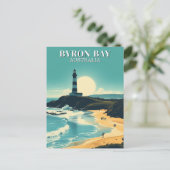 Byron Bay Australia Vintag Beach Lighthouse Postkarte (Stehend Vorderseite)
