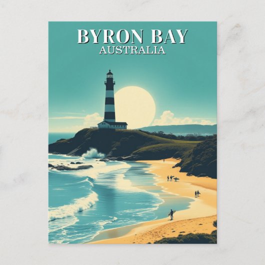 Byron Bay Australia Vintag Beach Lighthouse Postkarte (Vorderseite)