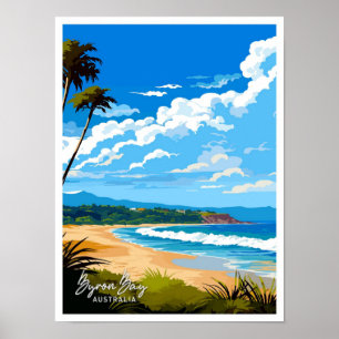 Byron Bay Australien Reise Vintage-Illustration Poster