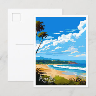 Byron Bay Australien Reise Vintage-Illustration Postkarte