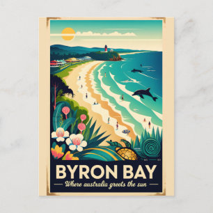 Byron Bay Australien Retro-Reiseposter-Kunst Feiertagspostkarte
