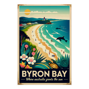 Byron Bay Australien Retro-Reiseposter-Kunst Poster