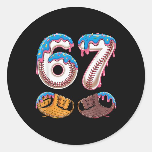 Bysebyll 67 - Ice Cream Drip 67 Meme Funny Player  Runder Aufkleber (Vorderseite)