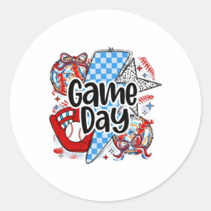 Bysebyll Coquette Game Day Retro Dies ist die Sais Runder Aufkleber