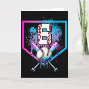 Bysebyll Drip 6. Geburtstag Home Plate Jungen Juge Karte