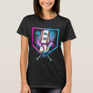 Bysebyll Drip 6. Geburtstag Home Plate Jungen Juge T-Shirt