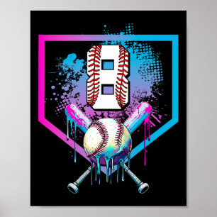 Bysebyll Drip 8. Geburtstag Home Plate Jungen Juge Poster