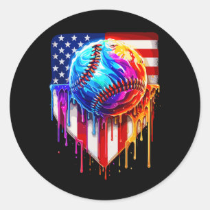 Bysebyll Eiscreme Amerikanische Flagge Drip Runder Aufkleber