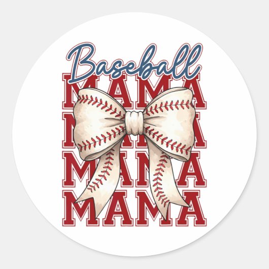 Bysebyll Mama Coquette Bow Game Day Bysebyll Mama  Runder Aufkleber (Vorderseite)
