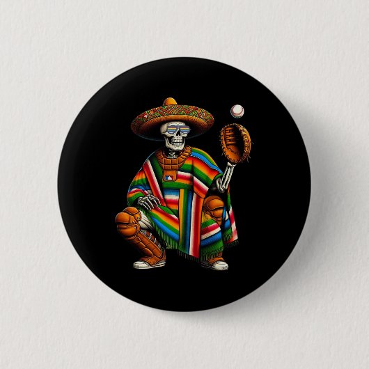 Bysebyll Skeleton Mexican Sombrero Cinco De Mayo B Button (Vorderseite)