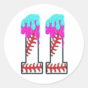 Bysebyll Tropfen 11 Jahre alt 11. Geburtstag Boy J Runder Aufkleber