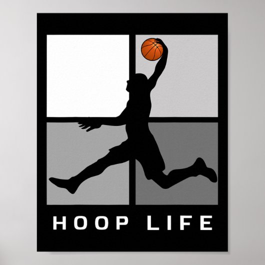 Bysketbyll Player Jumping Design Hoop Life Poster (Vorne)